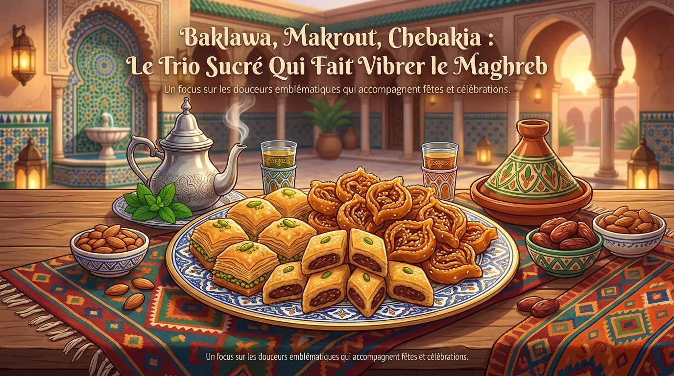 Baklawa, Makrout, Chebakia : Le Trio Sucré Qui Fait Vibrer le Maghreb