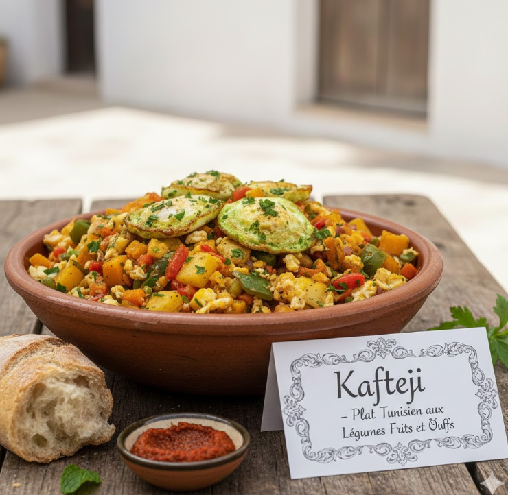 Kafteji - Plat Tunisien aux Légumes Frits et Œufs