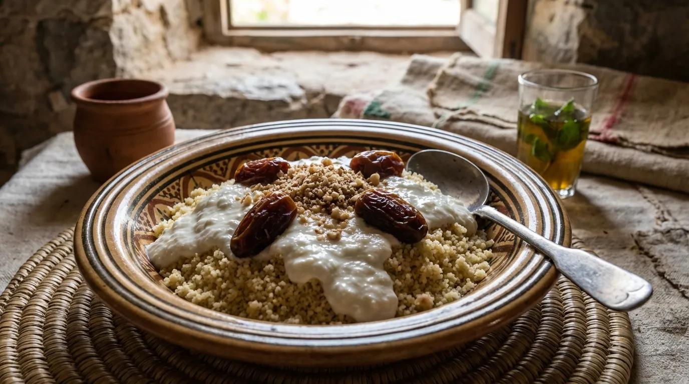 M&amp;#039;fassakh : Couscous Libyen au Lait Caillé et aux Dattes - Joyau des Plats Oubliés