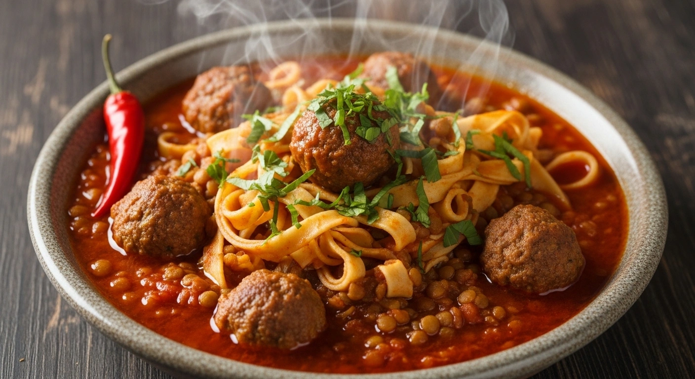 Mtewem de Lentilles et Rechta : Recette Authentique Algérienne en Sauce Rouge