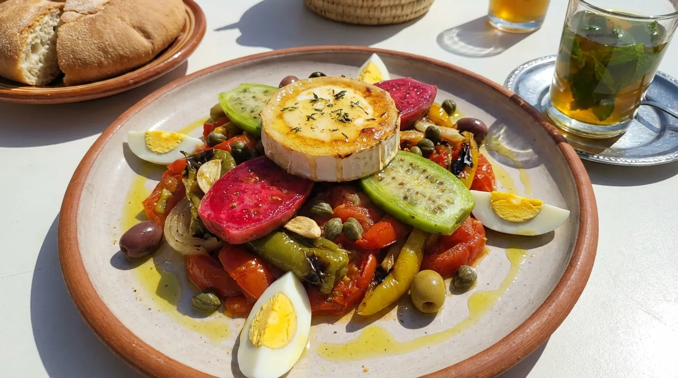 Salade Méchouia aux Figues de Barbarie et Chèvre Chaud : Recette Tunisienne Rafraîchissante