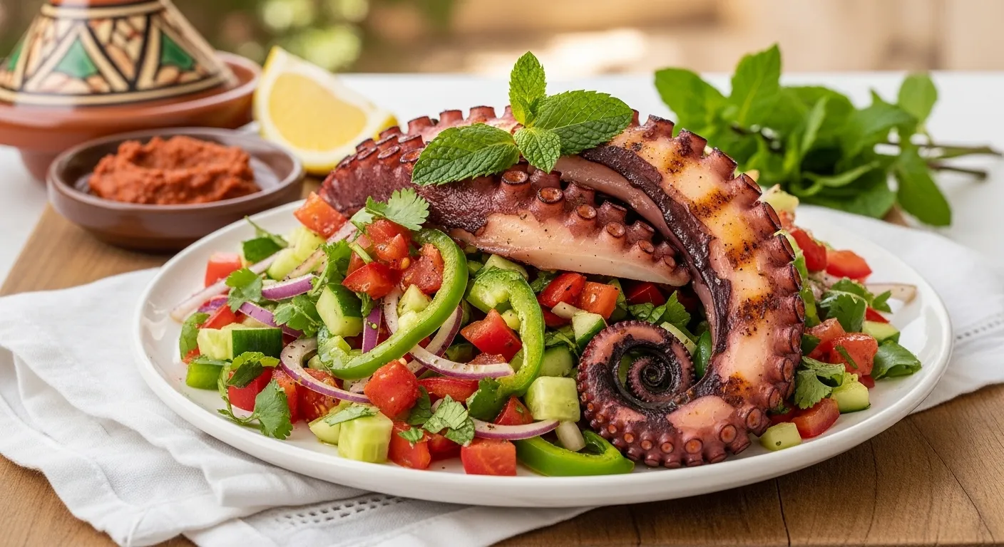Salade Tunisienne au Poulpe Grillé : Recette Authentique &amp;amp; Rapide